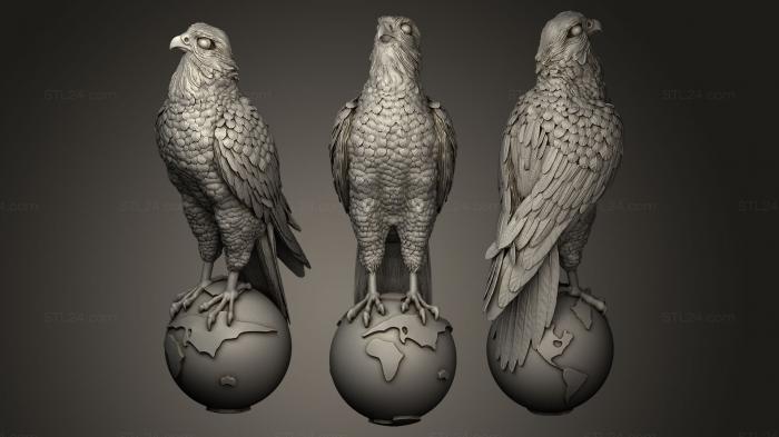 Статуэтки птицы (Сокол на Глобусе, STKB_0030) 3D модель для ЧПУ станка
